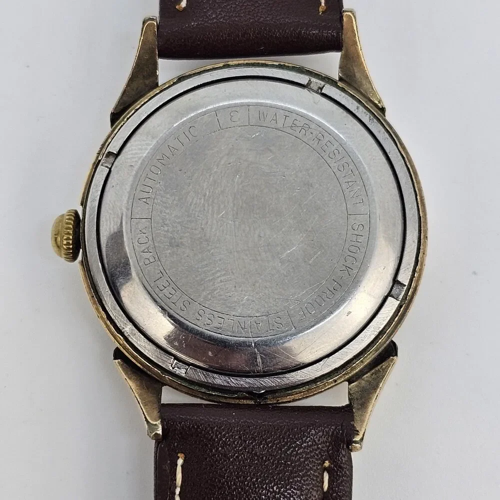 VTG Chrysler Men’s Automatic Watch‎ 34MM Gold Dial Brown Bands READ DESCRIPTION